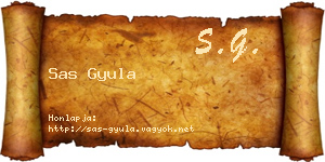 Sas Gyula névjegykártya